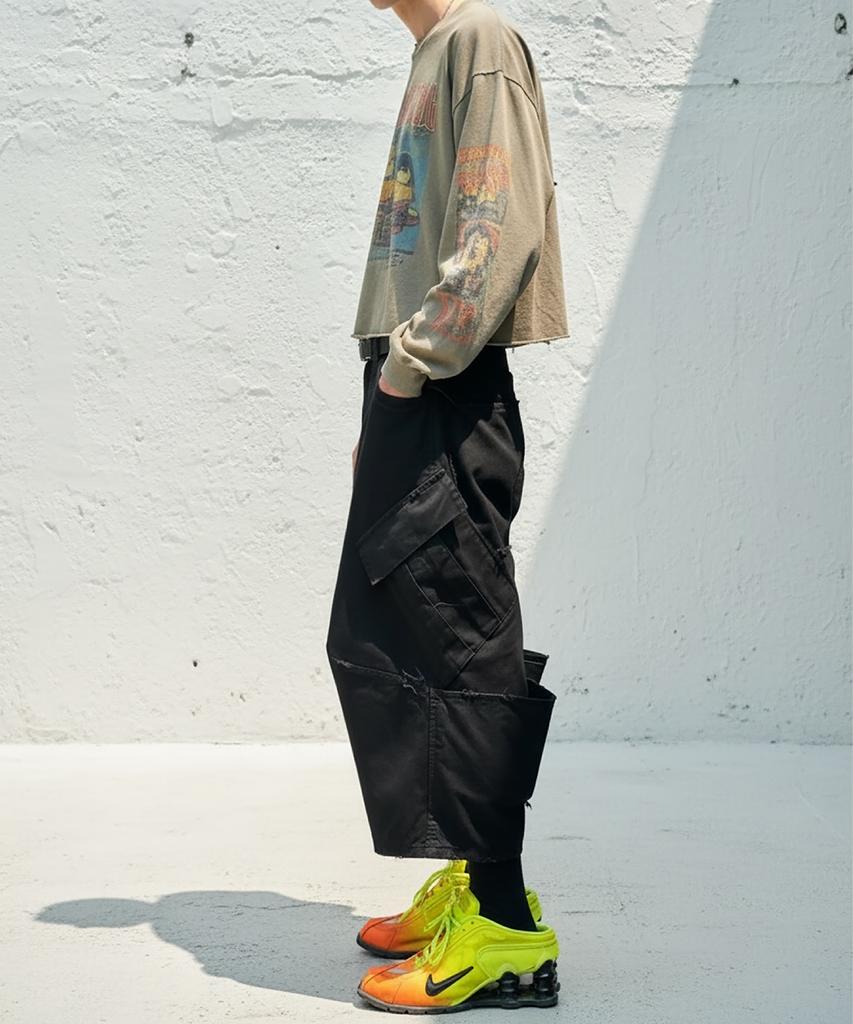 ANDEND Vintage Bag Boots Cargo Shorts_Black