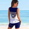 Dames Badkleding Tankini 2-delig Badpak Paarse Verloopstrepen Print Vakantie Badpakken
