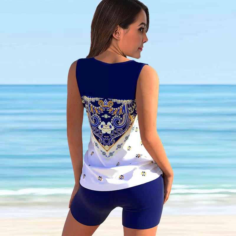 Dames Badkleding Tankini 2-delig Badpak Paarse Verloopstrepen Print Vakantie Badpakken