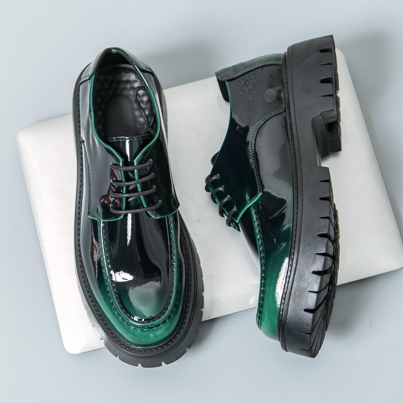 High-End Luxury Men's Leather Shoes Summer High-End Thick Bottom Fashion Bright Surface Slip-On Casual Loafers Leisure Shoes
