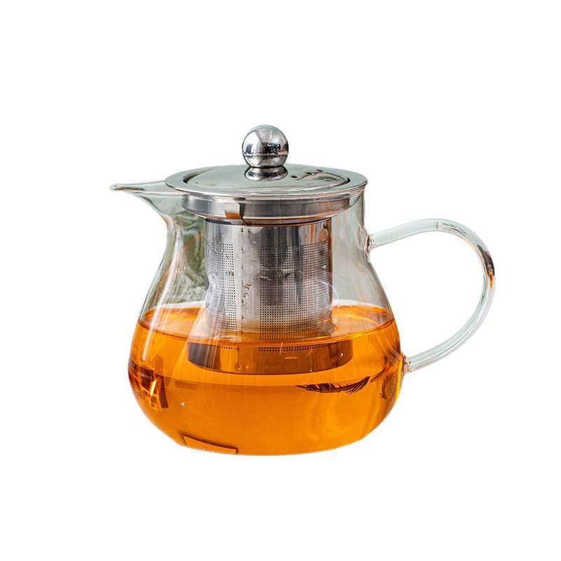 High-Quality Borosilicate Glass Tea Set: 5-Piece Heat-Resistant Kit with Tea Infuser and Separate Flower Tea Filter for Home Use.