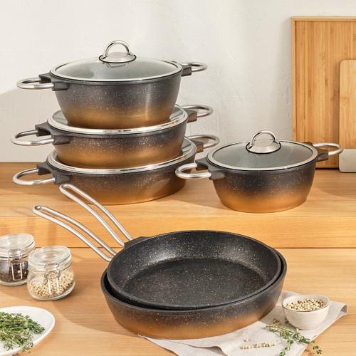 

Гранитная посуда Deep Quartz 20 см Черно-золотая