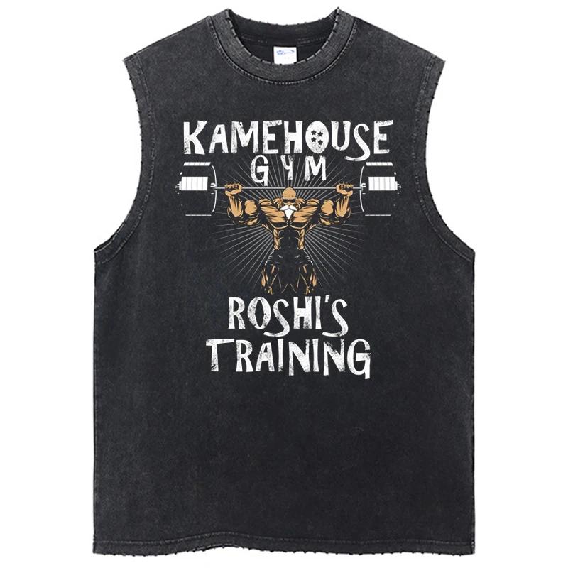 Hip Hop Streetwear Washed Sleeveless Tshirt Vintage Tank Tops Sleeveless Dragon Ball Anime Graphic Cotton Vest