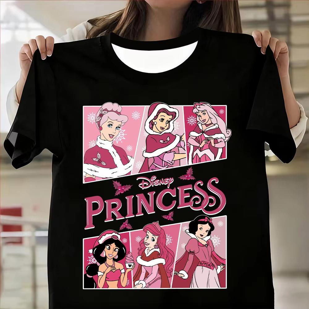 Princess Christmas Printed Top Womens Summer Breathable Oversized Tshirt Sportswear Fashion Y2k Style Short Sleeve