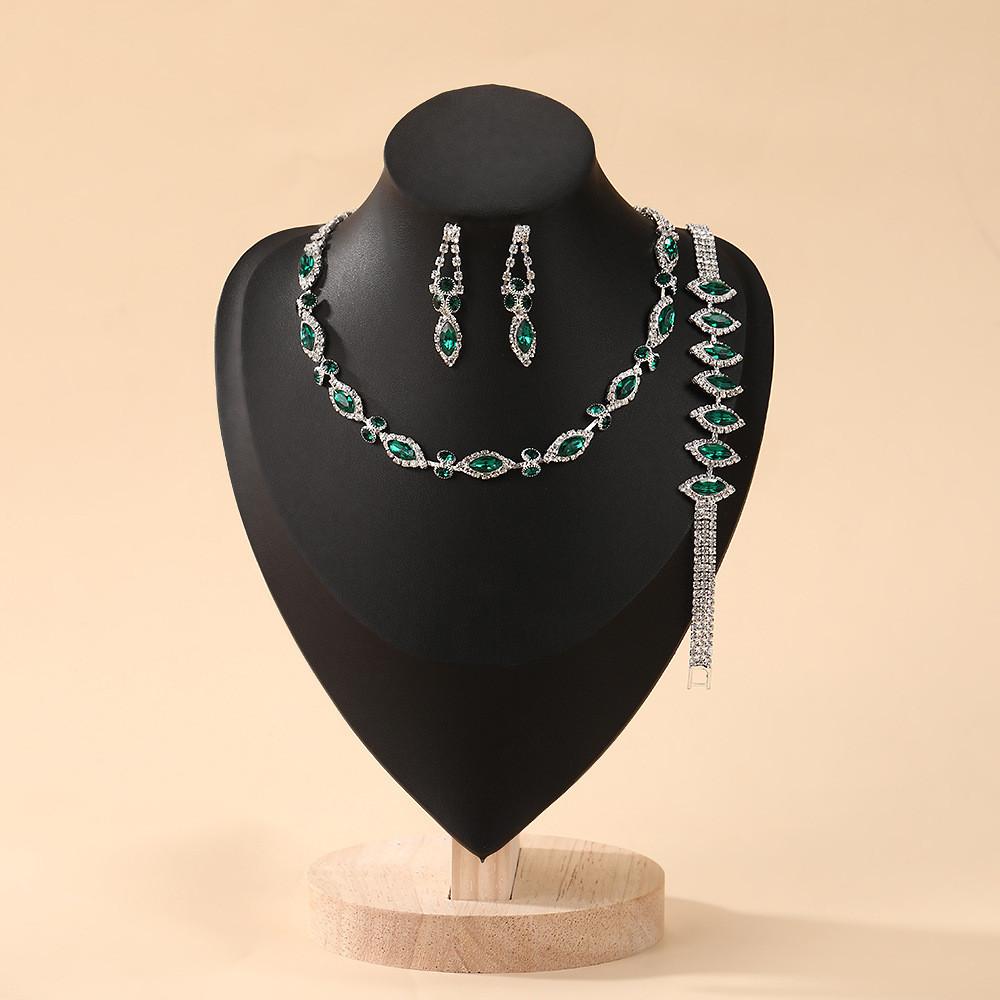Water Drop Bridal Jewelry Set With Colorful Water Drill For Fashion Women