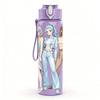 1PC Two Ladies Light Denim Outfit 750ml Color Plastic Sports Water Bottle Leakproof Flip Straw Lid Suitable for Sports Office Home Use