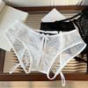 Sheer Mesh Ribbon Bow Briefs Embroidery Butterfly Panties Fashion Open Crotch Briefs  Ladies Girls