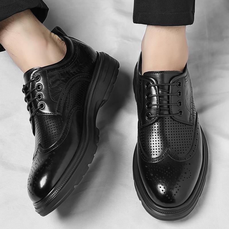 Fashion High Quality Men's Casual Leather Business Office Shoes Fashion Thick Bottom Man Oxford Shoes Luxury Lace-Up Outdoor Male Shoes