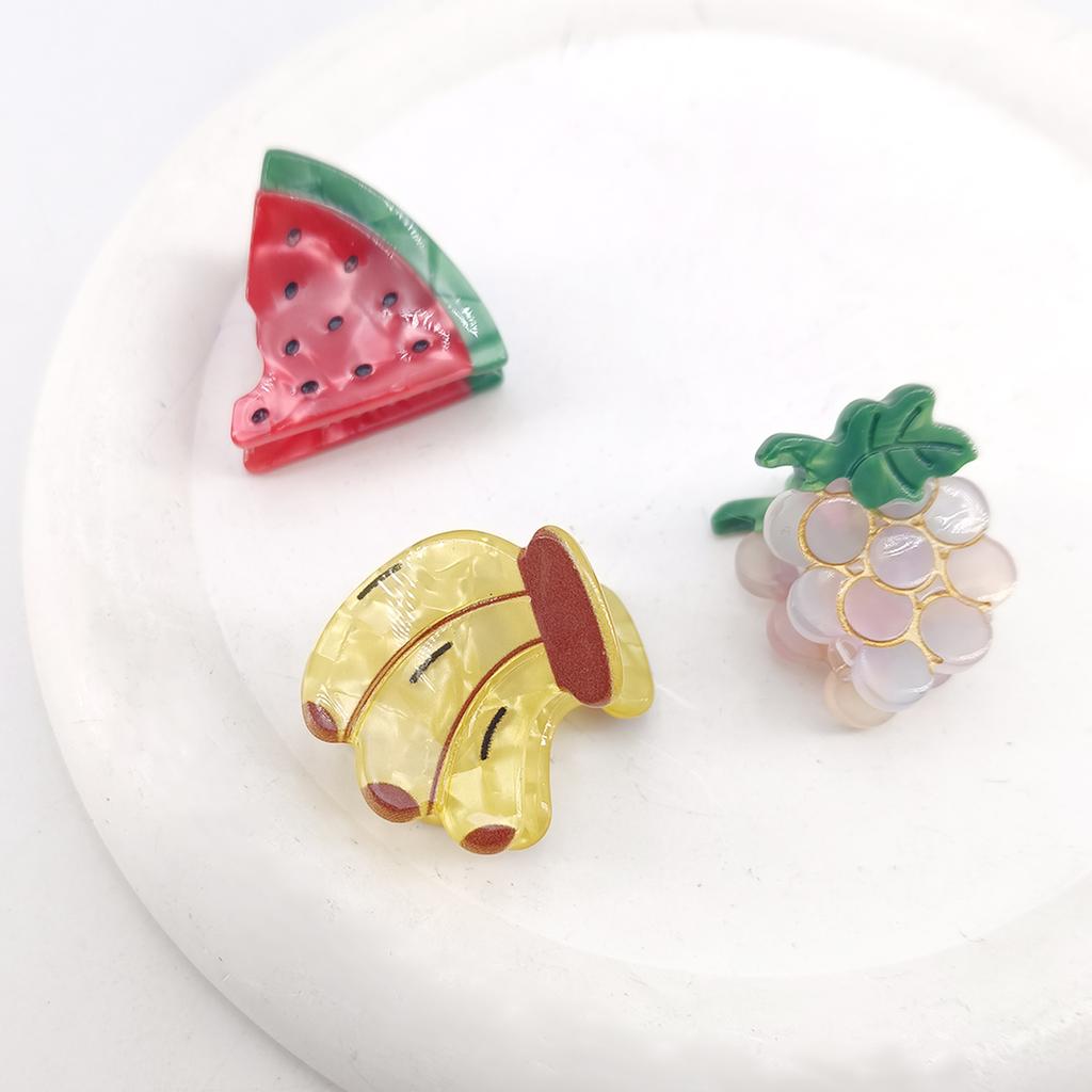 Cartoon Fruit Acetate Hairpin Cute Little Grab Strawberry Lemon Cherry Grape Bangs Broken Hairpin Top Clip Hair Accessories