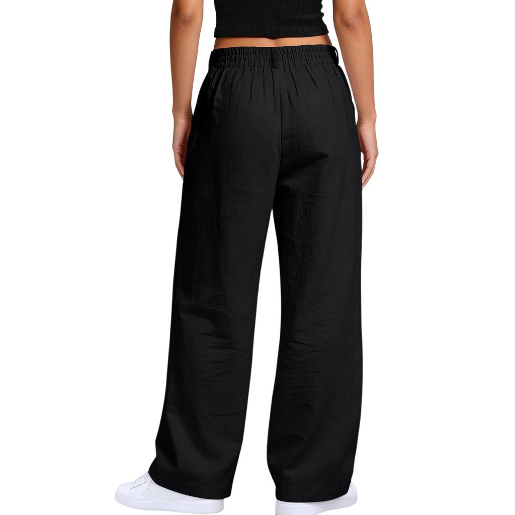 Ladies' Color Casual Fashion Breathable Loose Cotton And Linen Pants