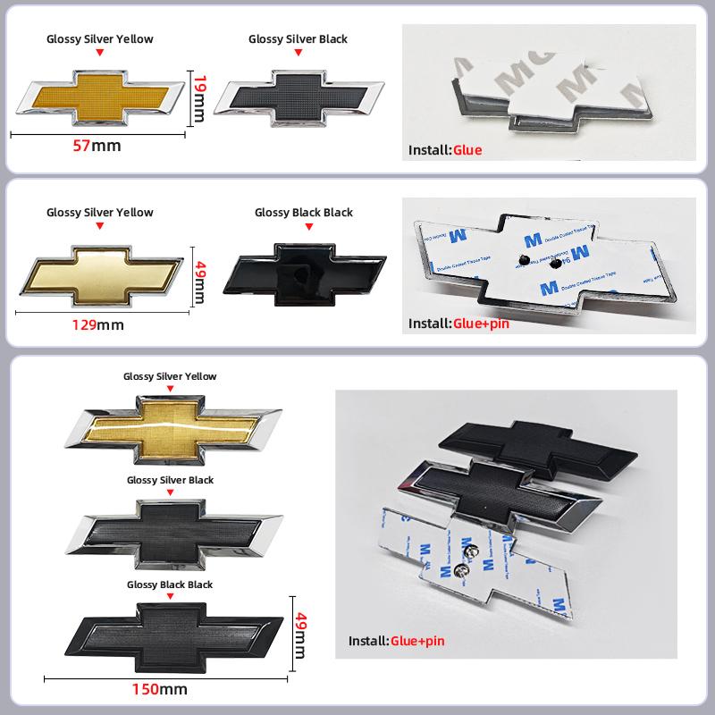 129mm 150mm 195mm 204mm 208mm 228mm Car Front Logo Grill Rear Bumper Tail Door Trunk Emblem Sticker 3D Accessories For Chevrolet