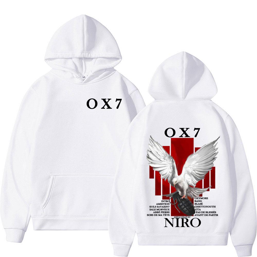 Rapper Niro OX7 Album Graphics Hoodies Men Women Clothing Fashion Long Sleeve Tops Sweatshirt Casual Oversized Hoodie Streetwear