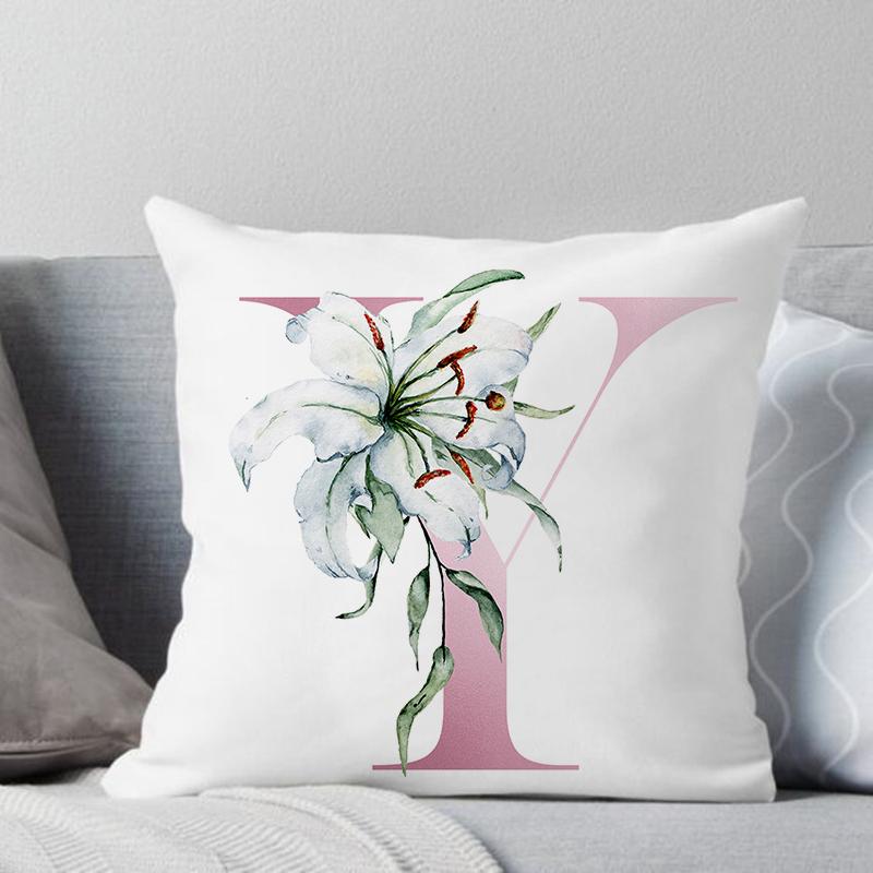 

Наволочка с английским алфавитом AZ, розовая буква, цветы, принт, наволочка, декоративные наволочки, свадебная вечеринка, новоселье, подарок 450mm*450mm