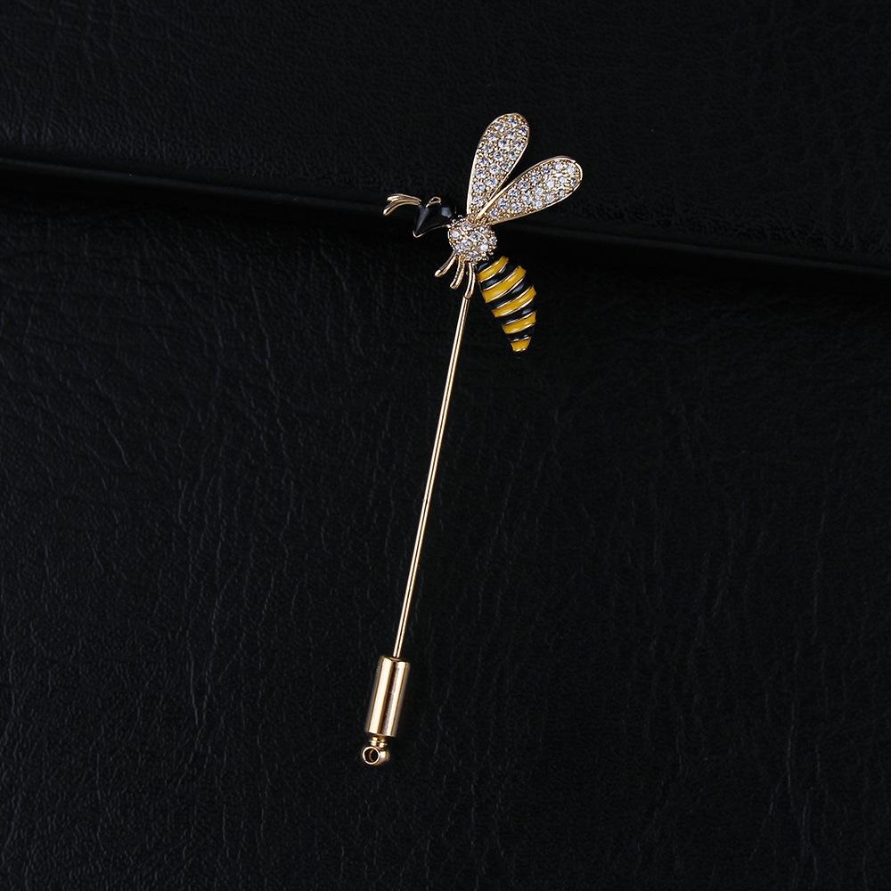 Stylish Unisex Bee Brooch with Copper  Zircon Accents