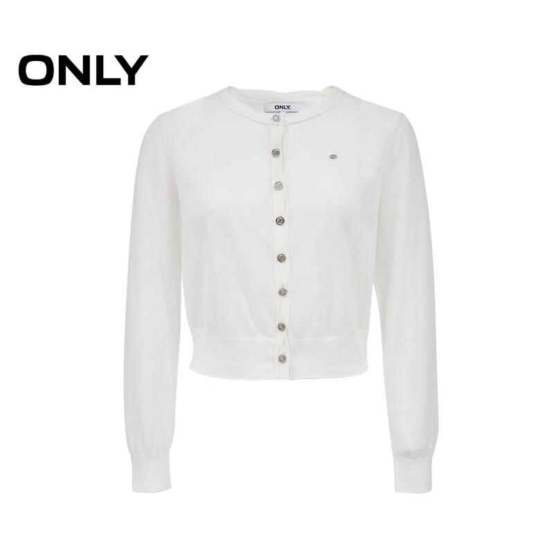 ONLY 2025 Summer Solid Pleated Round Neck Knit Cardigan