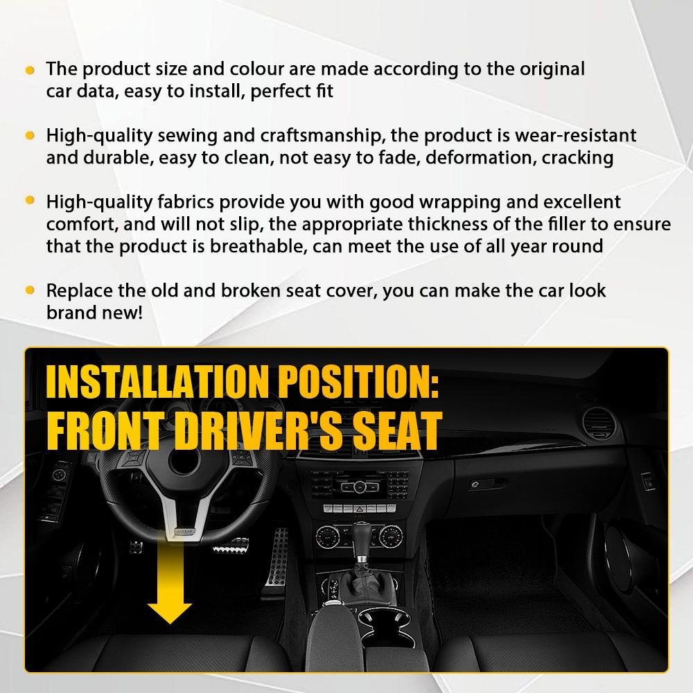 1Set Leather Bottom Seat Cover Black Light Tan Fit for Mercedes Benz GLK250 GLK280 GLK300 2008-2015 Front Driver's Seat