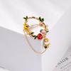 Blucome Newest Gold Color Wreath Shape Brooches Copper Corsage for Women Suit Collar Clip Pins Wedding Jewelry
