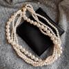 Natural Freshwater Pearl Necklace Multilayer Beaded Choker Necklace Collarbone Chain Elegant Jewelry Gift for Women Girl
