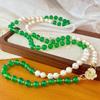 Vintage High-Quality Natural Freshwater Pearl Emperor Green Chalcedony Sweater Chain, A Variety Of Wearing Necklaces