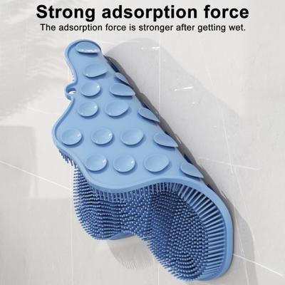 Silikon Badebürste mit Saugfußbasis Fußmassagegerät Schrubber Weiche Borsten Massagebürste Vielseitiger Rückenschrubber