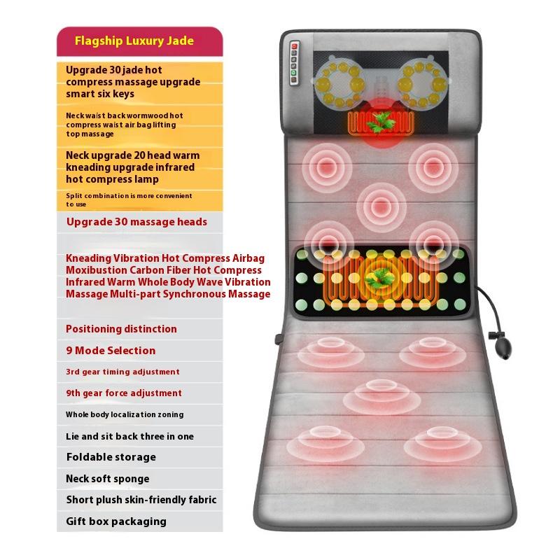 

Новый полноразмерный многофункциональный электрический массажный мат шиацу, многофункциональное электрическое массажное кресло с подогревом, накладка для спины и поясницы UK серый