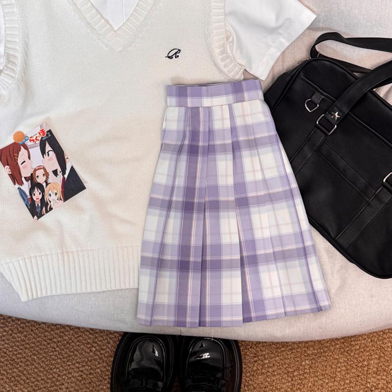 Japanese Style Authentic Pleated Tartan Skirt - School Uniform & Academic Style, Popular Whitening Summer Item
