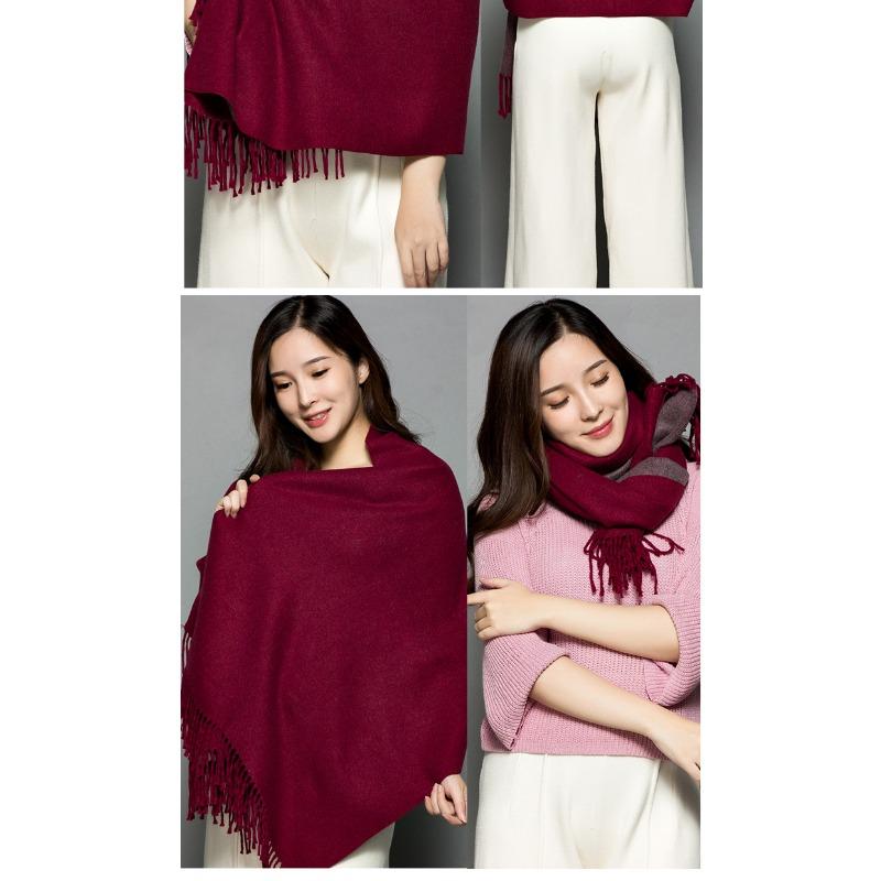 Soft Faux Cashmere Double Sided Scarf Women Fashion Winter Warm Shawl
