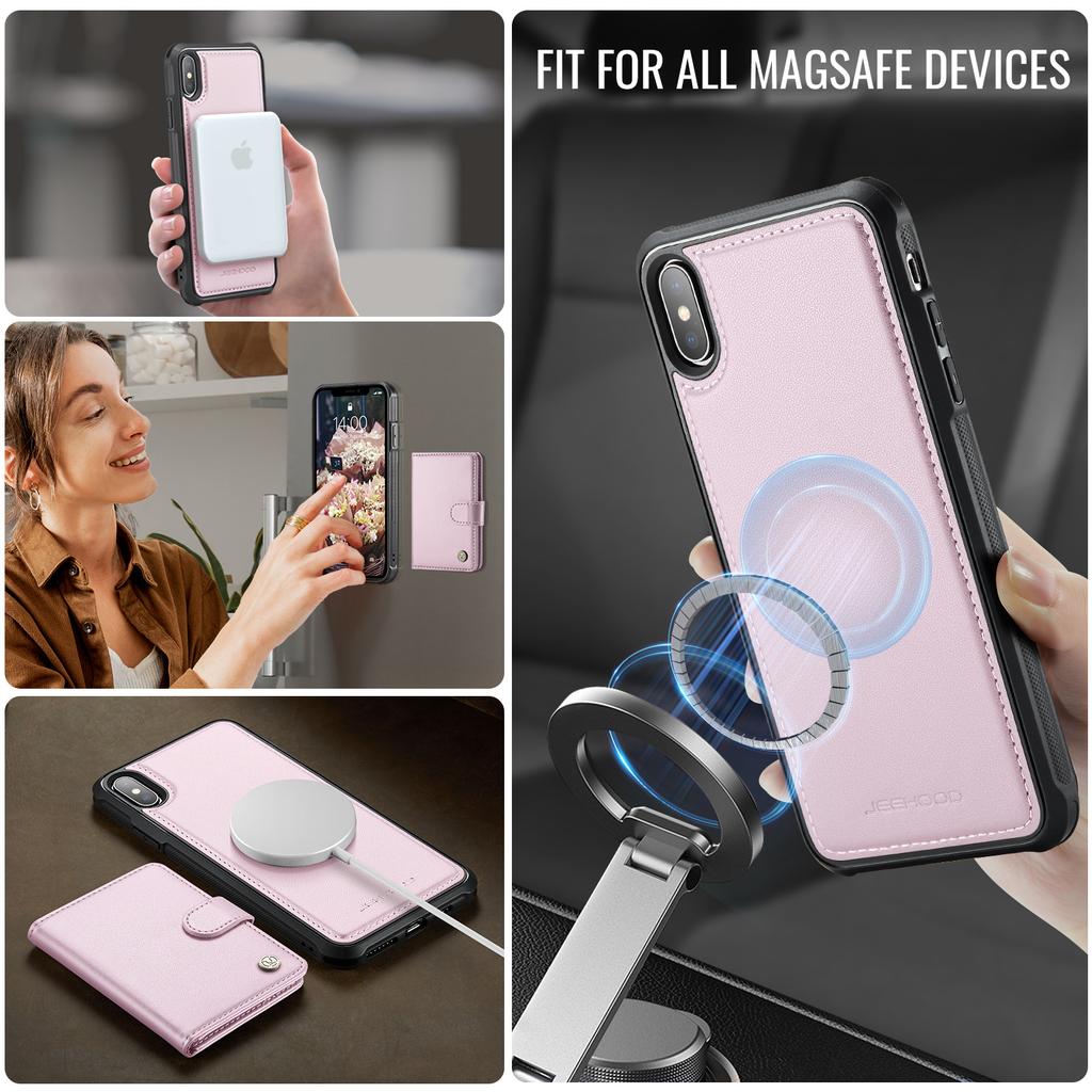 For iPhone XS 5.8 inch/iPhone X Case JEEHOOD J09 RFID Blocking Card Holder Leather Back Phone Cover Compatible with MagSafe