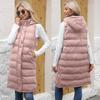 Women’s Coats Hooded Sleeves Long Style Solid Color Vest Quilted Jacket Autumn Winter Thick Warm Outer Wear