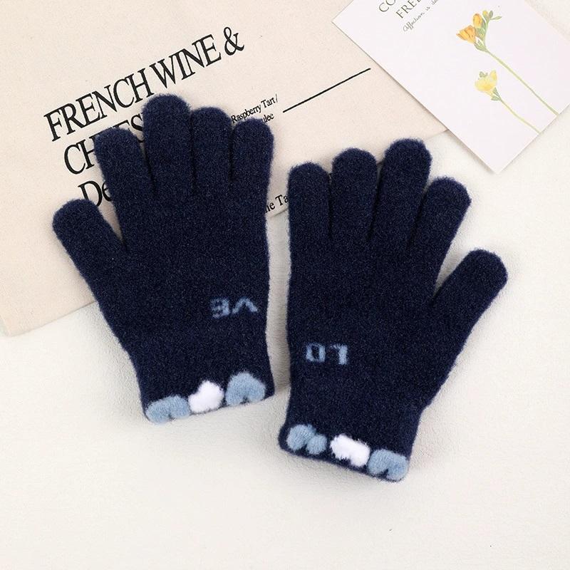 Korean Knitted Children's Gloves Cute Fashionable Warm LOVE Bicycle Gloves All Fingers Outdoor Autumn Winter Play Accessories