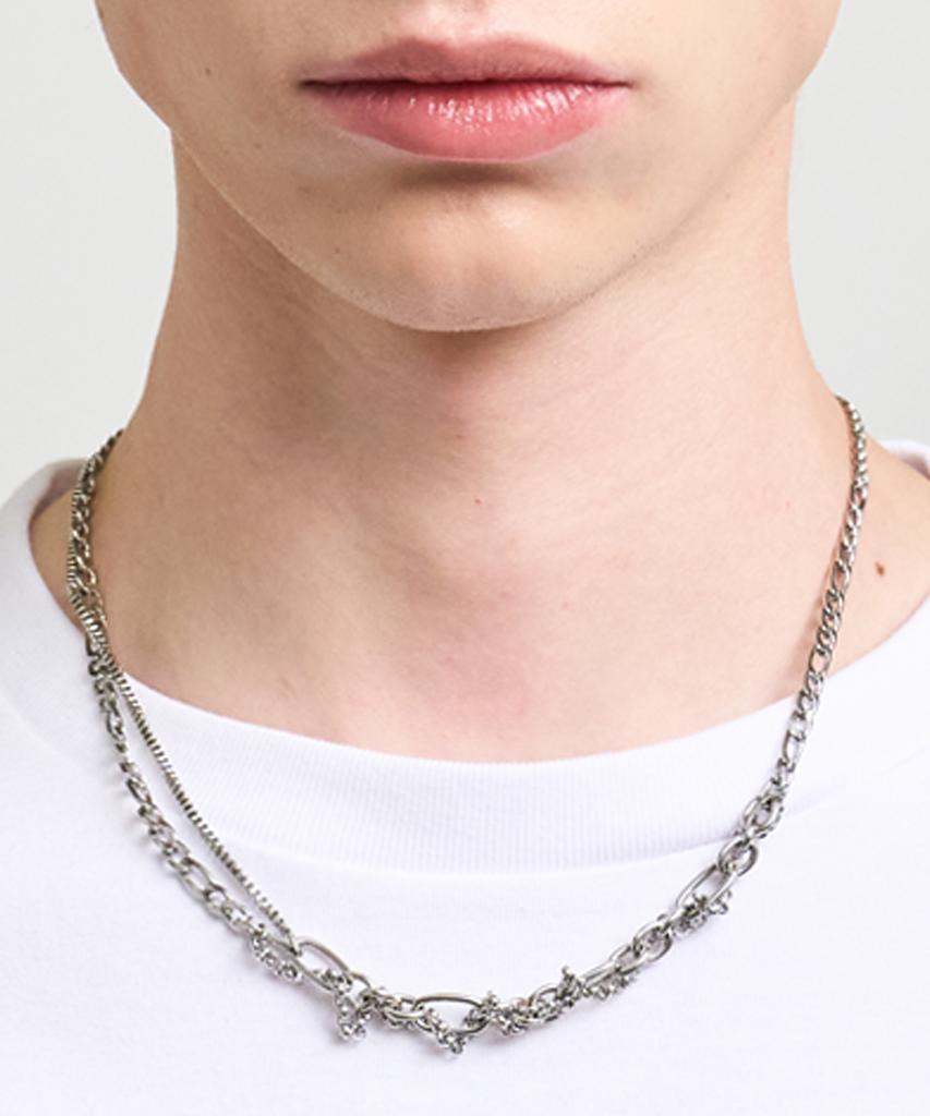 Rad Fiction Bale Carabiner Twisted Chain Layered Necklace / Silver