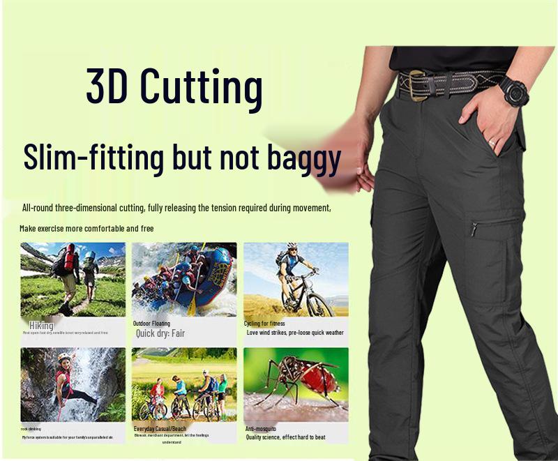 Men's Outdoor Quick-Dry Waterproof Trekking Pants - Casual Multi-Pocket Straight Leg Workwear