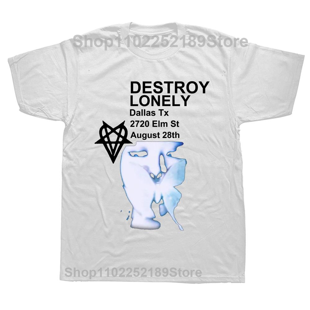 Vintage potisk tričko s krátkým rukávem Destroy Lonely Streetwear Hip Hop Goth Korejská móda Kpop Krátký rukáv Pánské oblečení