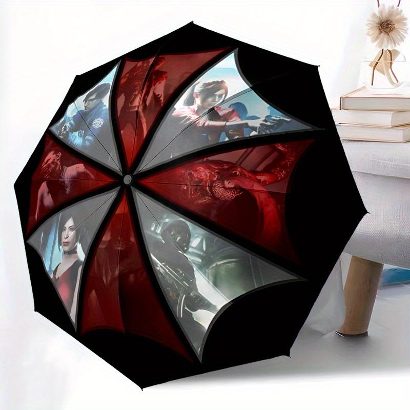 1pc Resident Evil Characters Auto Open/close, 8-Rib Iron Frame, Compact Folding Umbrella All-Season Portable Umbrella for Travel