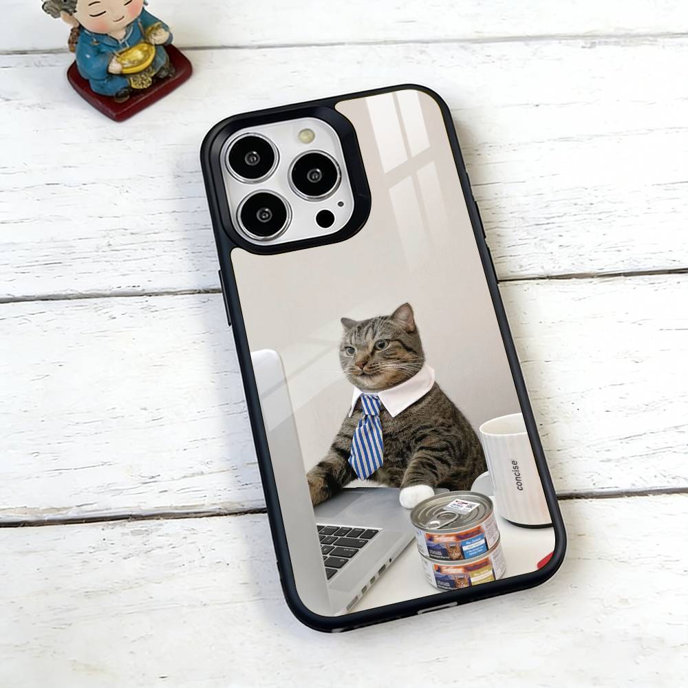 Table Working Cat Phone Case For iPhone17,16,15,14,13,12,11 Plus,Pro Magnetic with Magsafe Wireless Charging