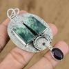 925 Silver Moss Agate Gemstone African Amethyst Handcrafted Wife Pendant Jewelry