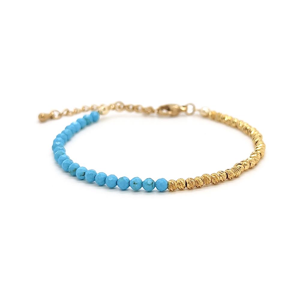 Vlen Women's Adjustable Bracelet with Textured Corrugated Beads Bijoux Natural Stone Dainty Jewelry Gift