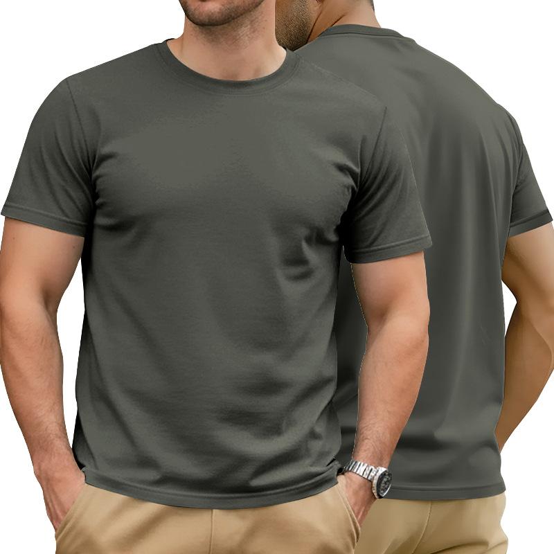 Fashion Europe, America, summer solid color round neck short sleeve pure cotton casual sports simple T-shirt top