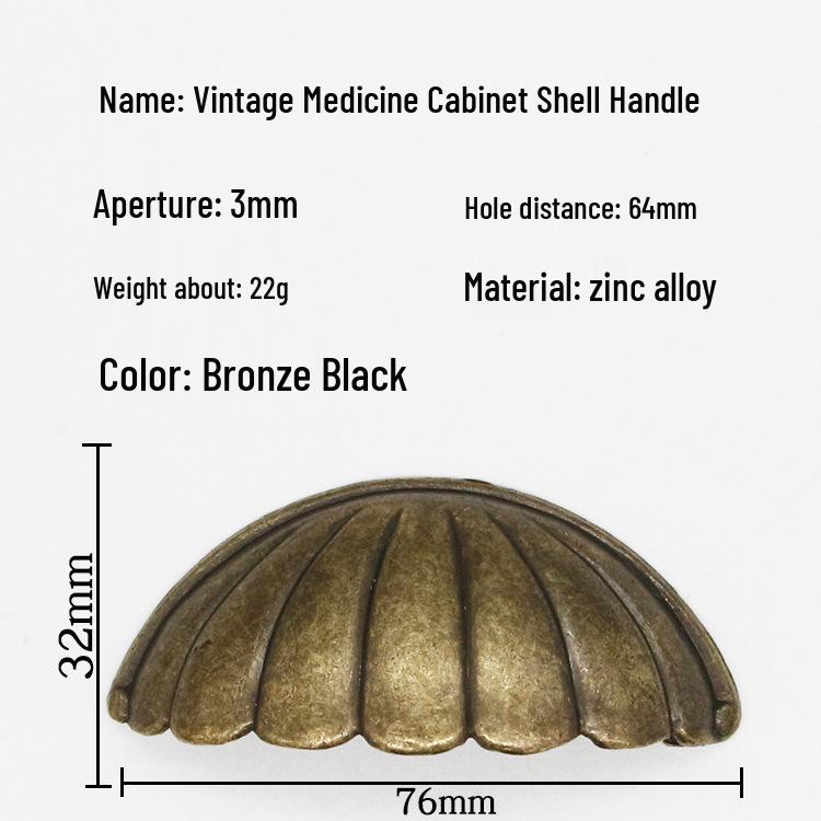 Retro Semicircular Shell Cabinet Handle with Patterned Alloy