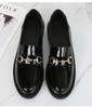 Fashion Women Loafers 2025 Spring British Style Women Leather Shoes Fashion Metal Buckle Thick Heel Shoes Retro Style Office Lady Shoes