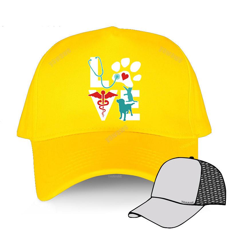 

Мужская летняя бейсболка, черные регулируемые шапки, любовь, ветеринарная медицина, милый подарок с буквами, унисекс, женская классическая шляпа, кепки в стиле хип-хоп Adjustable