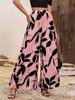Women's 2026 Summer Chiffon Leaf Print High Waist Wide Leg Pants