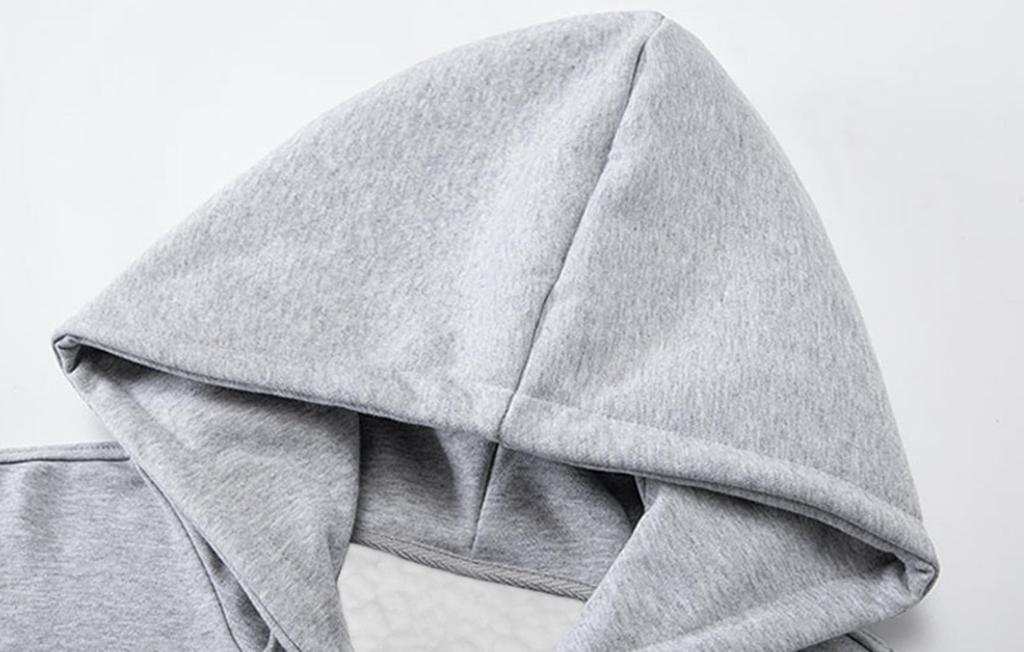 EASTEMPO Long Solid Loose Plus Sizes Women's Fall/Winter Fleece-Lined Hoodie, Sleeve, Zip-Up, Thick, Color, Fit, Stylish, (JP, Alphabet, 2XL, Gray)