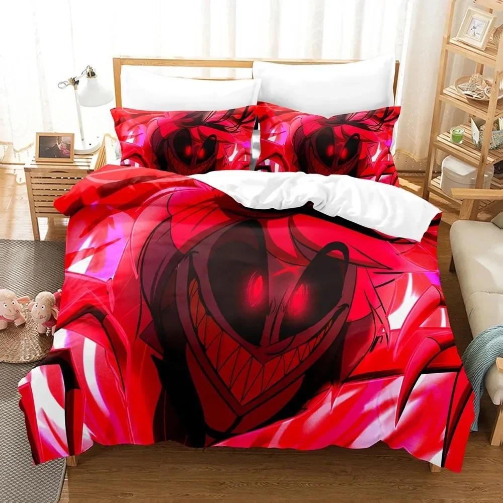 Hazbined Hotel Cartoon Charlie Vaggie Alastor AD Bedding Set Printed With Pillowcase Duvet Cover Soft Single Double Queen King