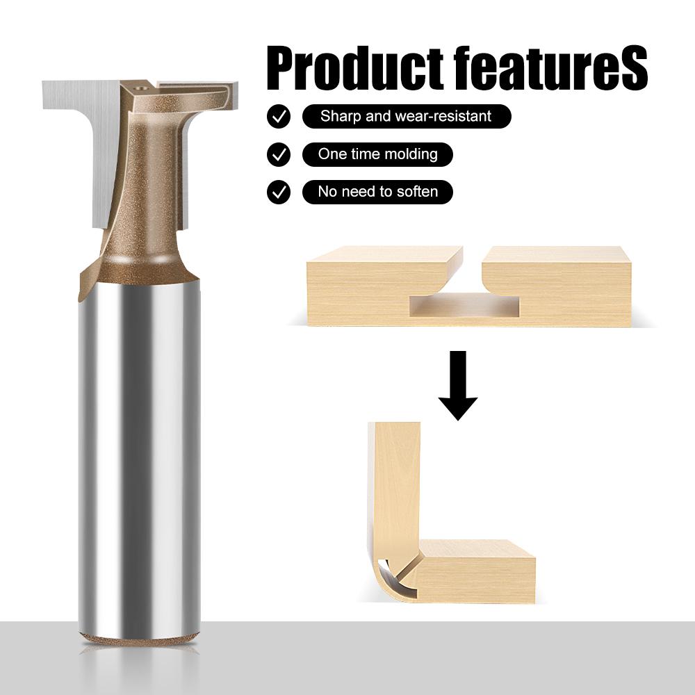 1/2in 12mm Shank Carbon Crystal Plate Arc-Integrated Cutting Router Bit, T-shaped Slotting Cutter, Woodworking Tools