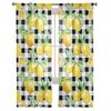 Watercolor Lemon Plaid Window Treatment Tulle Modern Sheer Curtains for Kitchen Living Room the Bedroom Curtains Decoration