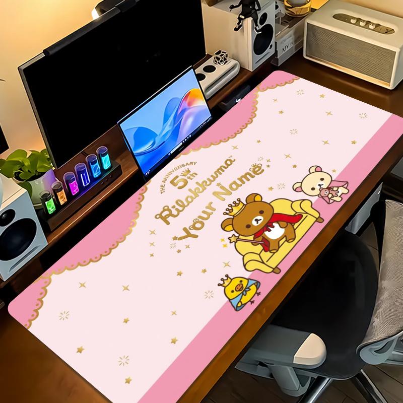 Cute Rilakkuma Breakfast Custom Name Large Size Mouse Pad Gaming Table Cushion Nonslip Laptop Tablet Big XXL Mat Mini PC Playmat With Lock edge