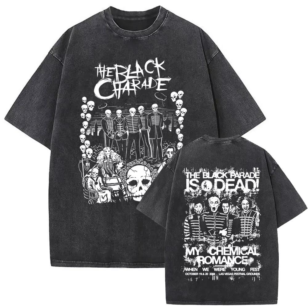 Washed Vintage Rock Band My Chemical Romance The Black Parade Tour  Tshirt Mens Women Fashion Punk Emo Oversized T Shirts
