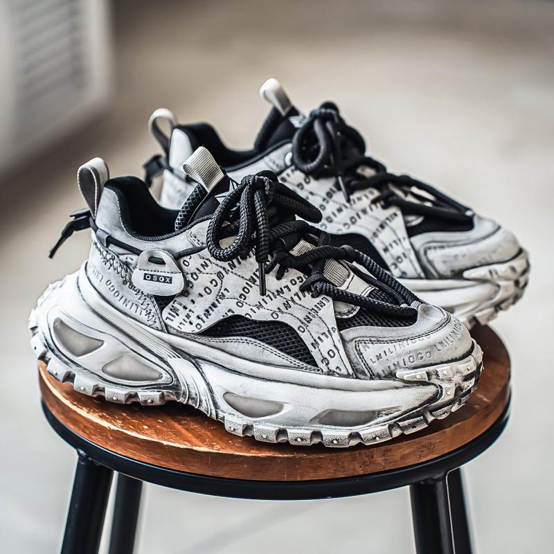 Schmutzige Schuhe roh ins trendige Schuhe atmungsaktive lässige Sneaker Teenager Plateau Dad Shoes Laufschuhe