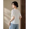 D.F.DEAR Women's Embroidered V-Neck Half Sleeve Blouse